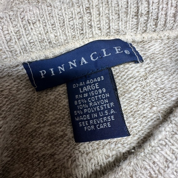 Vintage Golf Sweater L Pinnacle Knit Embroidered Golfer 90’s Dad Beige USA - Picture 5 of 7